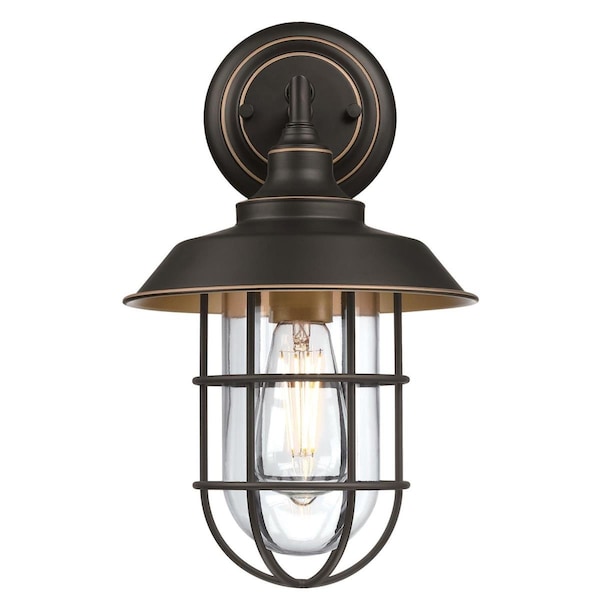 Westinghouse Fixture Wall Outdoor 60W Iron Hill 8.75Wdth, Black Brnz Hgh-Light Cage Clear Glass 6121600 - main